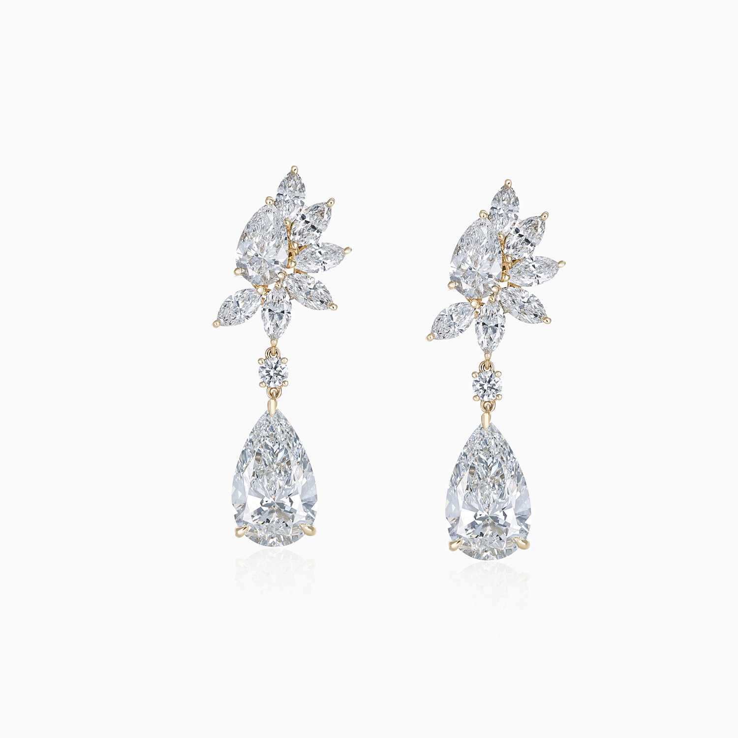 Cascading Diamond Dangle Earrings, Lab-Grown, 14k White Gold