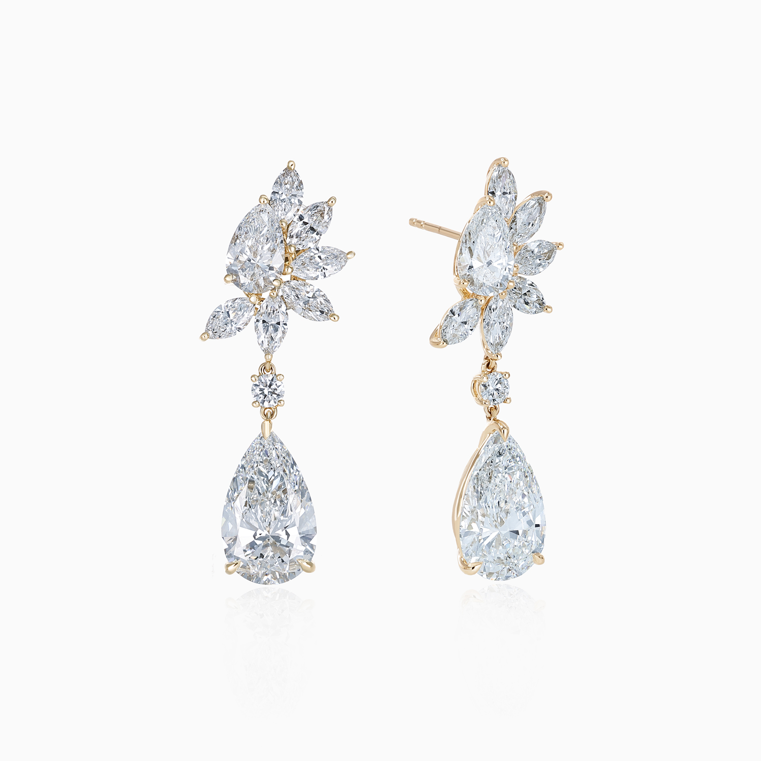 Cascading Diamond Dangle Earrings, Lab-Grown, 14k White Gold