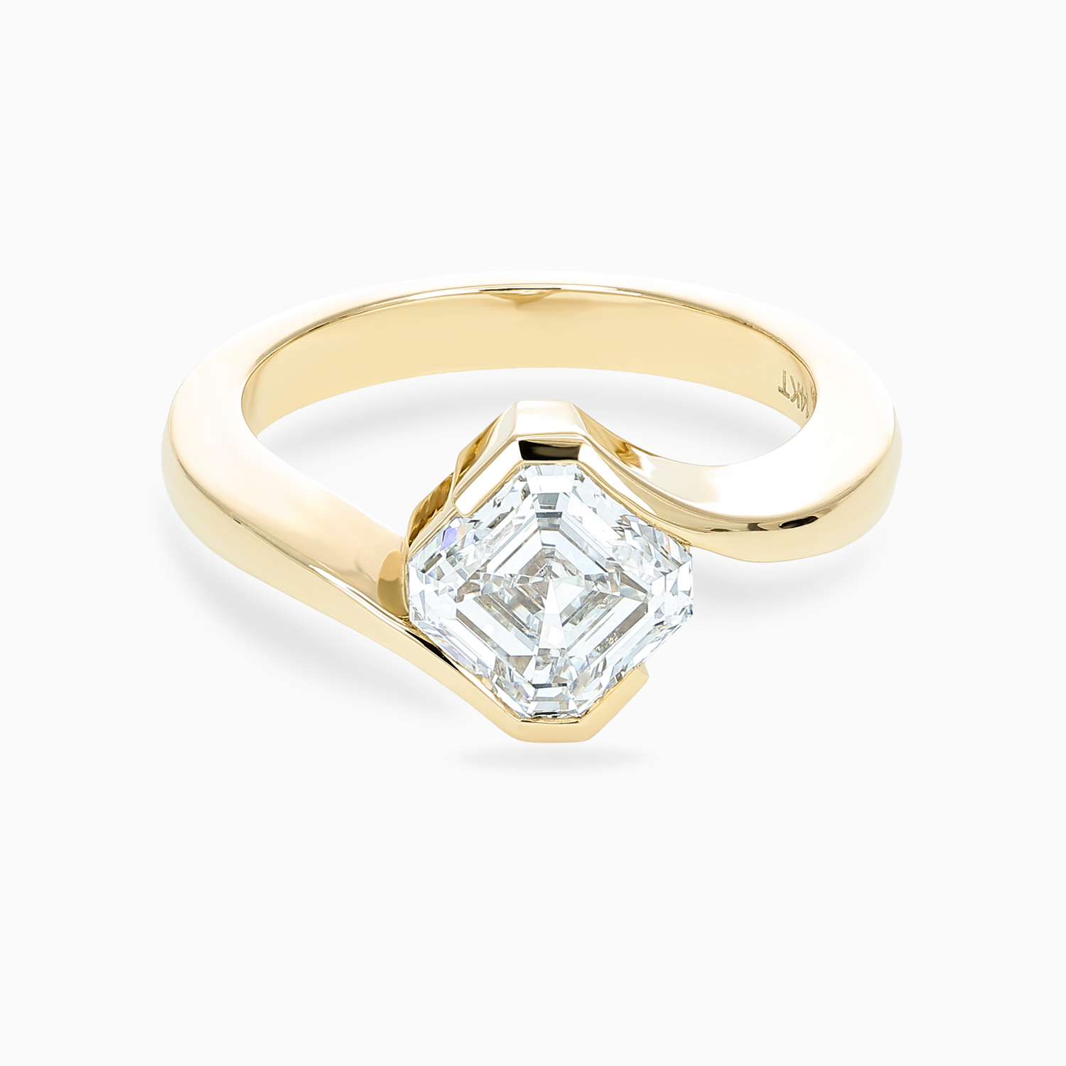 Asscher-Cut Diamond Bypass Solitaire Engagement Ring, Lab-Grown, 14k Yellow Gold