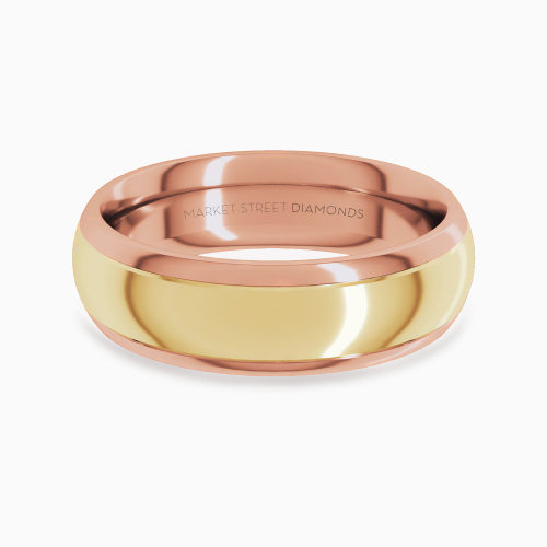 Two-Tone 6mm Contemporary Men's Wedding Band, 14k Rose and Yellow Gold*