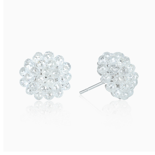Briolette Diamond Bouquet Earrings, Lab-Grown, 18k White Gold