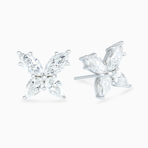 Marquise and Pear Diamond Butterfly Stud Earrings, Lab-Grown, 14k Gold