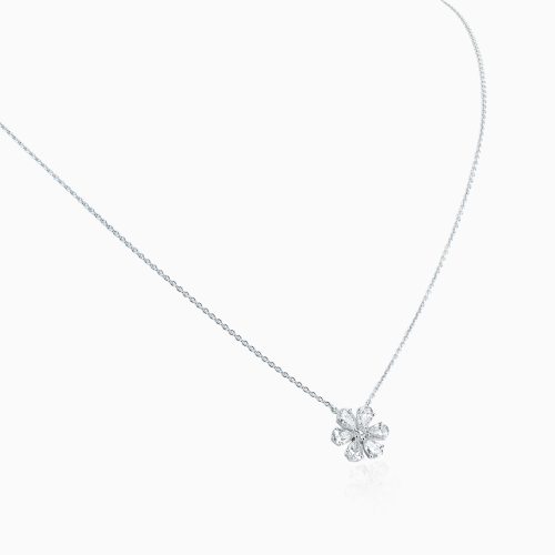 Diamond Crystalline Floral Necklace, Lab-Grown, 14k White Gold