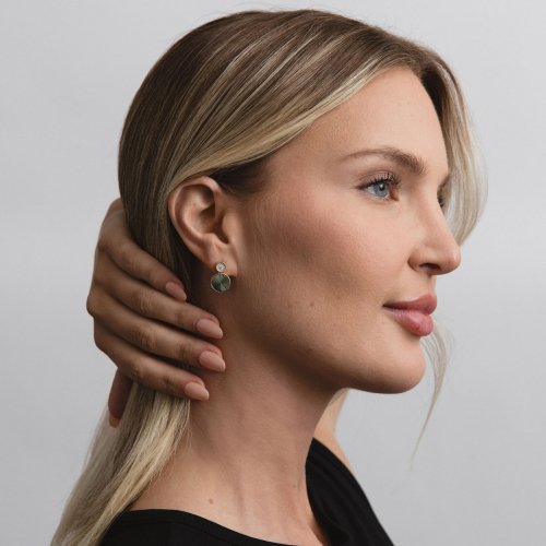 Natural Diamond and Black Mother-of-Pearl Drop Earrings, 14k Yellow Gold