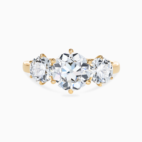 Old European-Cut Diamond Three-Stone Engagement Ring, Lab-Grown