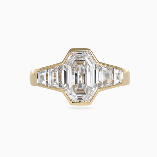 Art Deco–Inspired Octagonal Diamond Engagement Ring, Lab-Grown