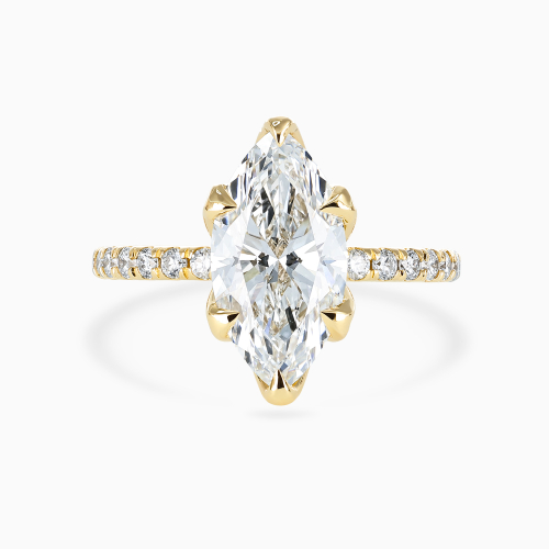 Marquise-Cut Diamond Accented Engagement Ring, 14k Yellow Gold