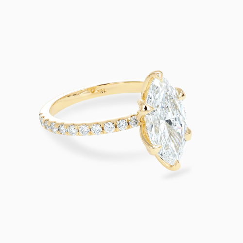 Marquise-Cut Diamond Accented Engagement Ring, 14k Yellow Gold