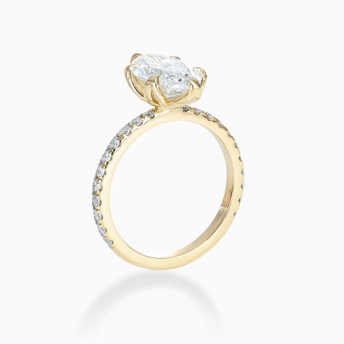 Marquise-Cut Diamond Accented Engagement Ring, 14k Yellow Gold