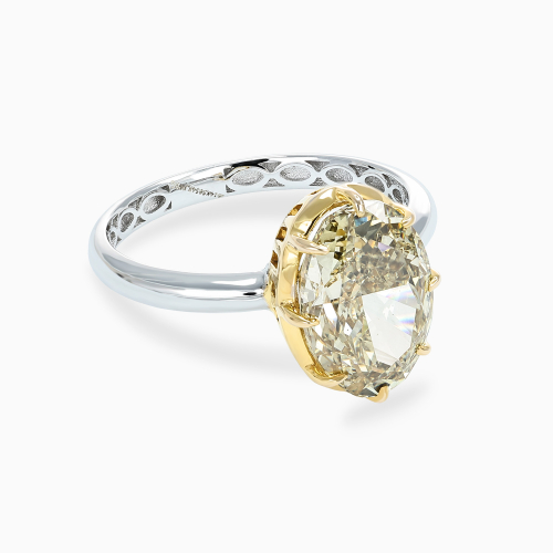 Fancy Yellow Diamond Solitaire Two-Tone Engagement Ring, 14k Gold