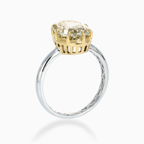 Fancy Yellow Diamond Solitaire Two-Tone Engagement Ring, 14k Gold