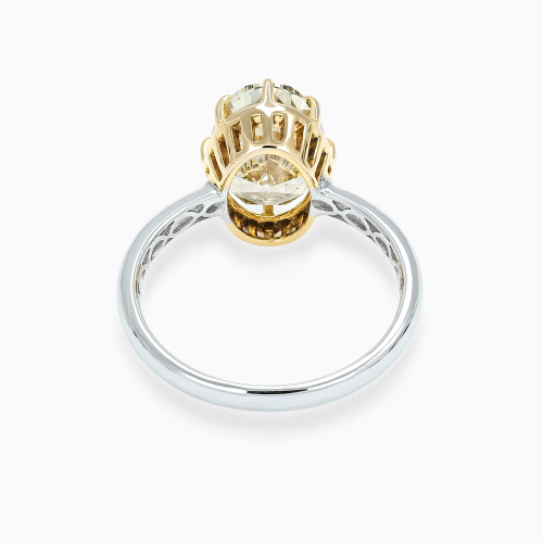 Fancy Yellow Diamond Solitaire Two-Tone Engagement Ring, 14k Gold