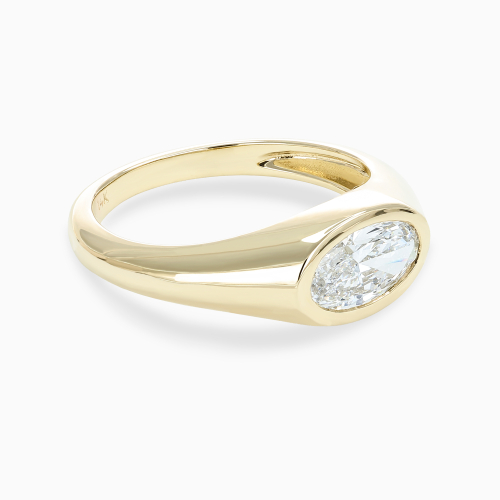 Signet-Inspired Diamond Solitaire Engagement Ring, Lab-Grown, 14k Yellow Gold