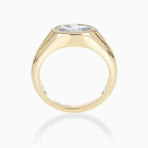 Signet-Inspired Diamond Solitaire Engagement Ring, Lab-Grown, 14k Yellow Gold