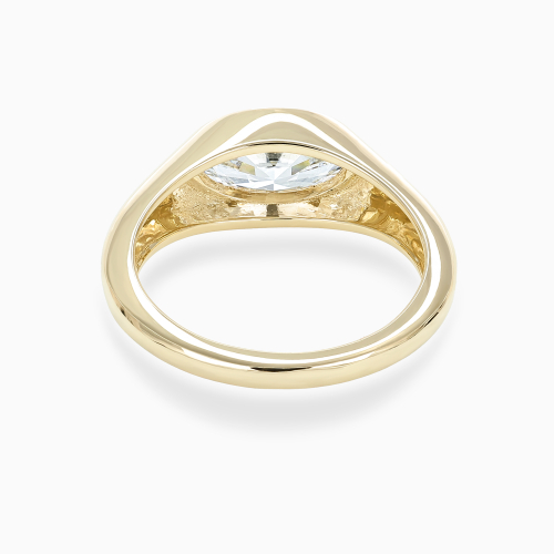 Signet-Inspired Diamond Solitaire Engagement Ring, Lab-Grown, 14k Yellow Gold