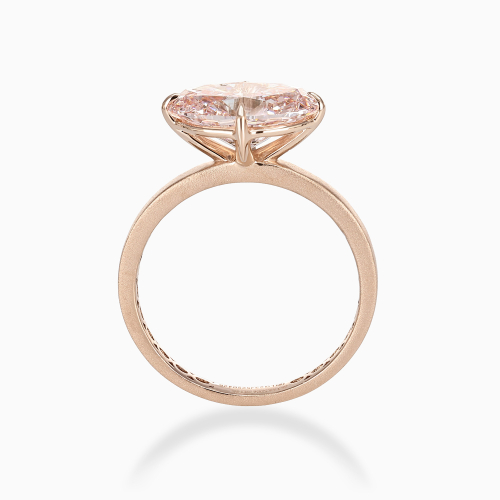 East-West Pink Diamond Solitaire Engagement Ring, 14k Rose Gold