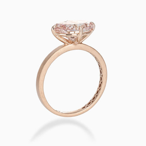 East-West Pink Diamond Solitaire Engagement Ring, 14k Rose Gold