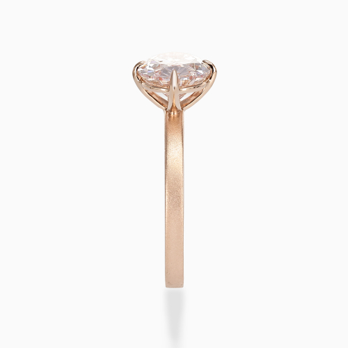 East-West Pink Diamond Solitaire Engagement Ring, 14k Rose Gold