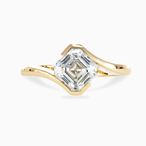Asscher-Cut Diamond Bypass Solitaire Engagement Ring, Lab-Grown, 14k Yellow Gold