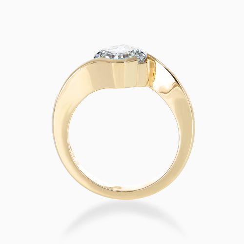 Asscher-Cut Diamond Bypass Solitaire Engagement Ring, Lab-Grown, 14k Yellow Gold