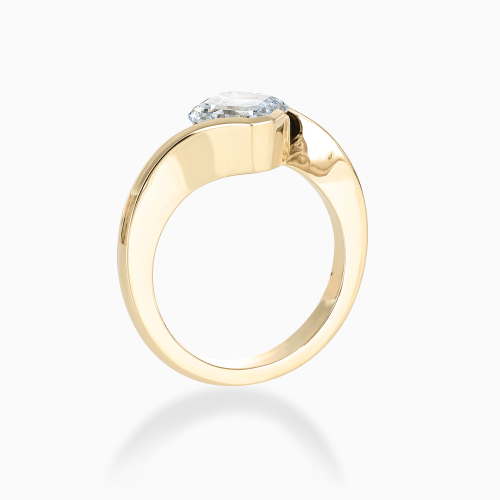 Asscher-Cut Diamond Bypass Solitaire Engagement Ring, Lab-Grown, 14k Yellow Gold