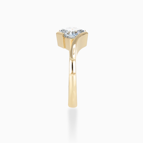 Asscher-Cut Diamond Bypass Solitaire Engagement Ring, Lab-Grown, 14k Yellow Gold