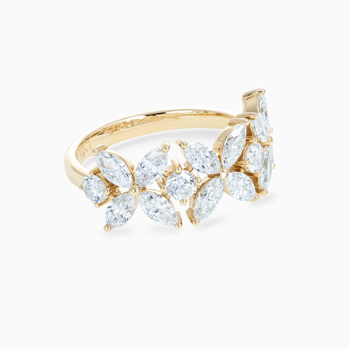 Foliate Motif Diamond Band, Lab-Grown, 14k Yellow Gold
