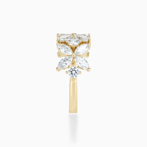 Foliate Motif Diamond Band, Lab-Grown, 14k Yellow Gold