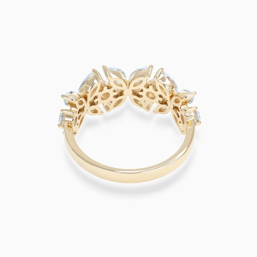 Foliate Motif Diamond Band, Lab-Grown, 14k Yellow Gold