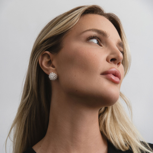 Briolette Diamond Bouquet Earrings, Lab-Grown, 18k White Gold