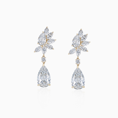 Cascading Diamond Dangle Earrings, Lab-Grown, 14k White Gold