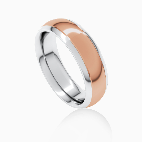Two-Tone 6mm Contemporary Men's Wedding Band, 14k White and Rose Gold*