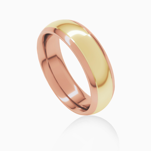 Two-Tone 6mm Contemporary Men's Wedding Band, 14k Rose and Yellow Gold*
