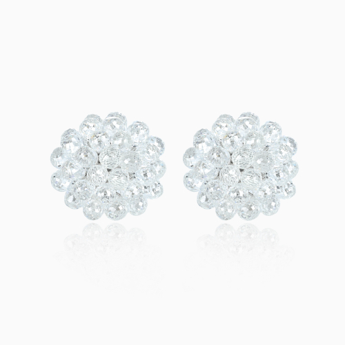 Briolette Diamond Bouquet Earrings, Lab-Grown, 18k White Gold