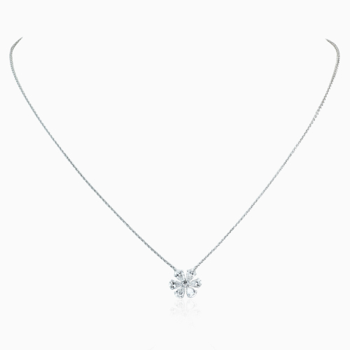Diamond Crystalline Floral Necklace, Lab-Grown, 14k White Gold