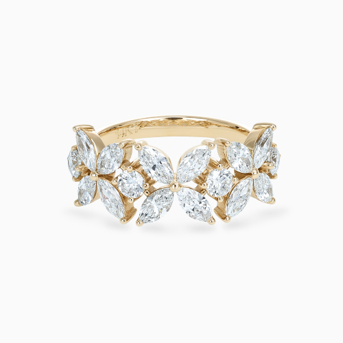Foliate Motif Diamond Band, Lab-Grown, 14k Yellow Gold