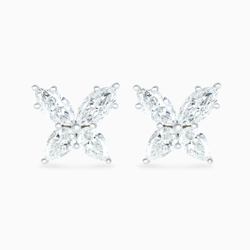 Marquise and Pear Diamond Butterfly Stud Earrings, Lab-Grown, 14k Gold
