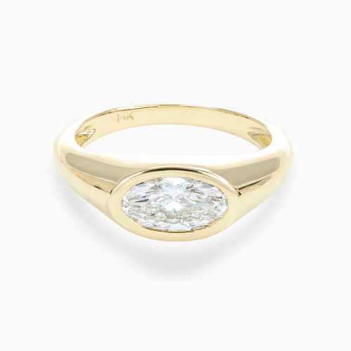 Signet-Inspired Diamond Solitaire Engagement Ring, Lab-Grown, 14k Yellow Gold