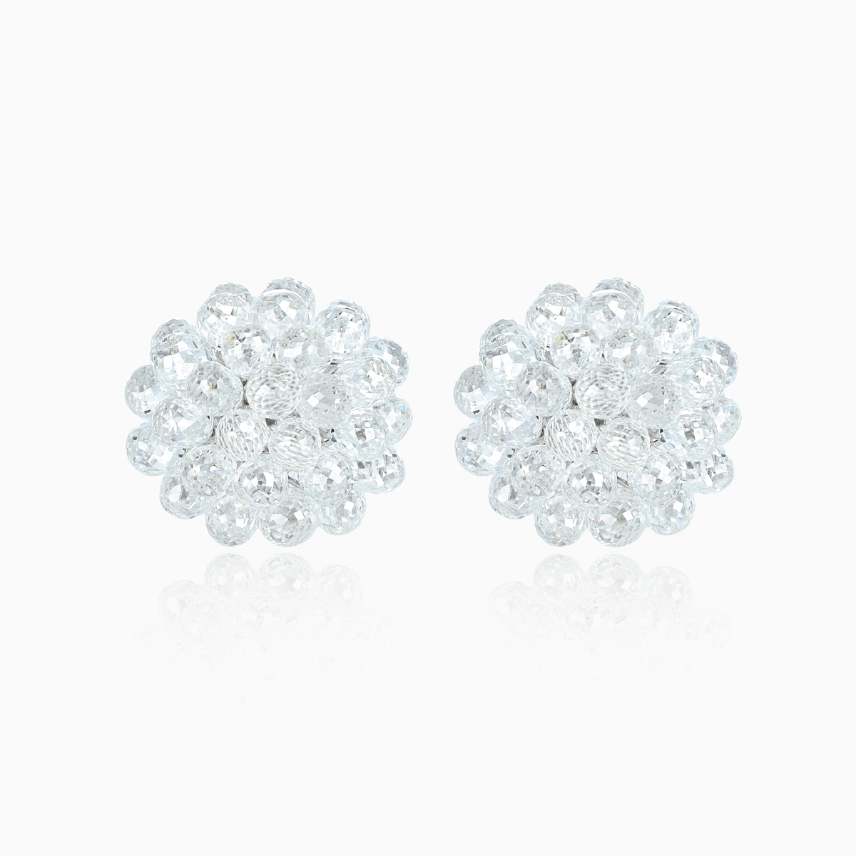Briolette Diamond Bouquet Earrings, Lab-Grown, 18k White Gold