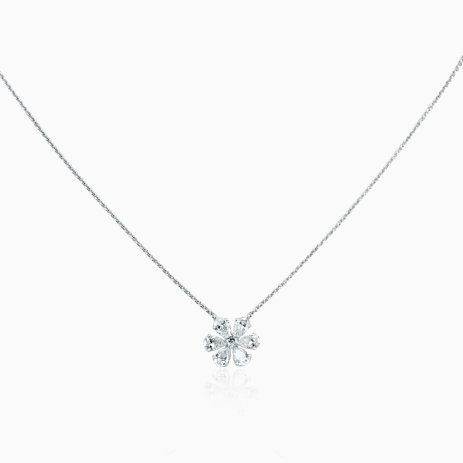 Diamond Crystalline Floral Necklace, Lab-Grown, 14k White Gold