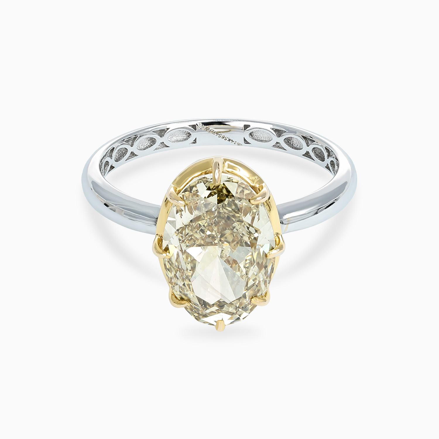 Fancy Yellow Diamond Solitaire Two-Tone Engagement Ring, 14k Gold