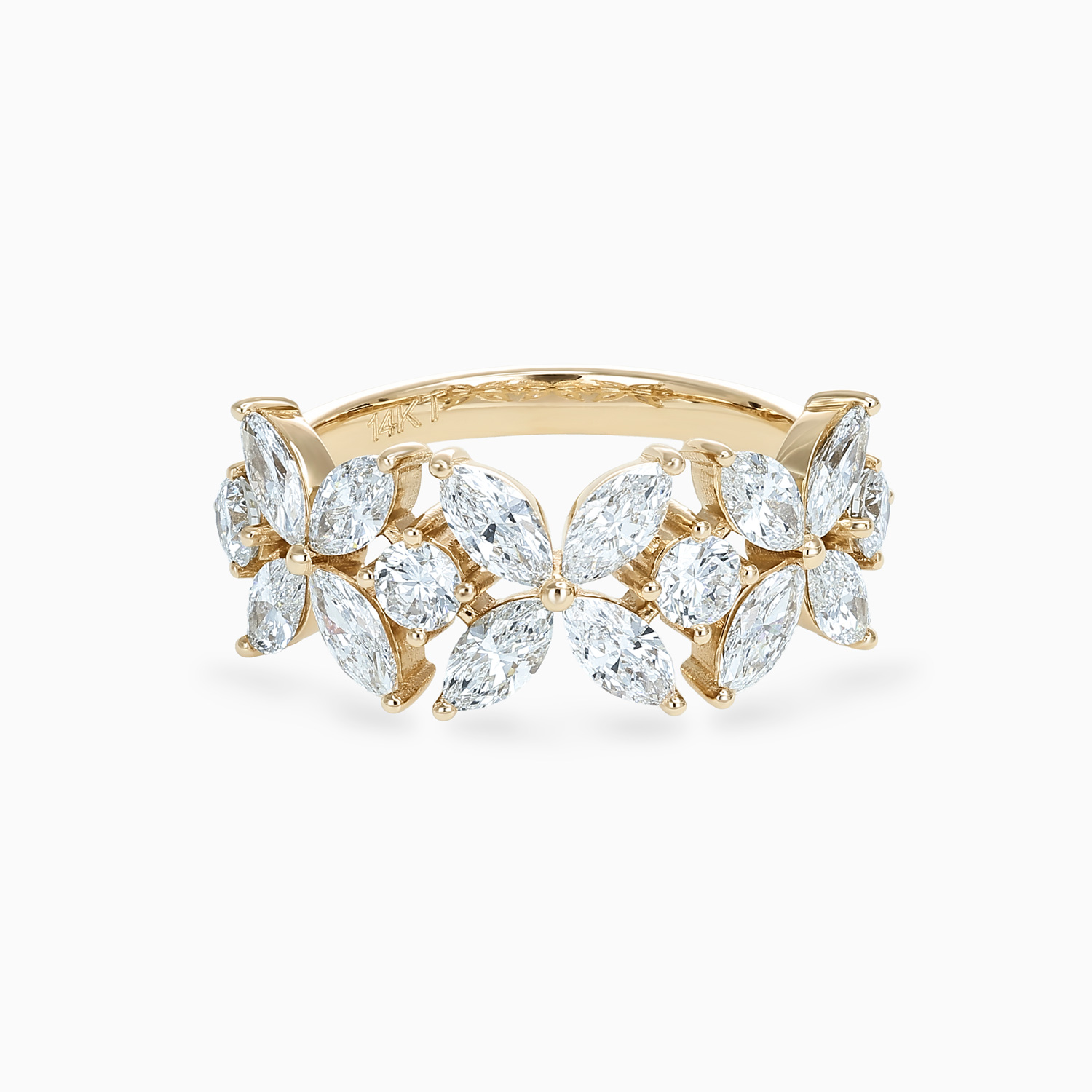 Foliate Motif Diamond Band, Lab-Grown, 14k Yellow Gold