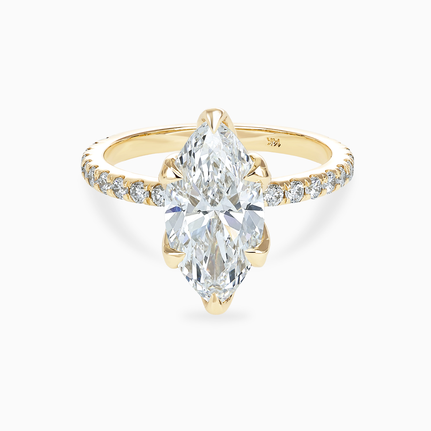 Marquise-Cut Diamond Accented Engagement Ring, 14k Yellow Gold