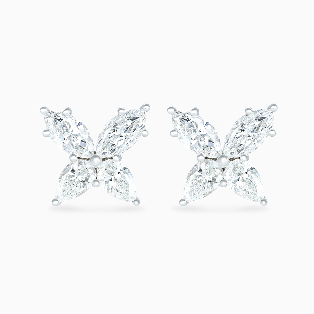 Marquise and Pear Diamond Butterfly Stud Earrings, Lab-Grown, 14k Gold