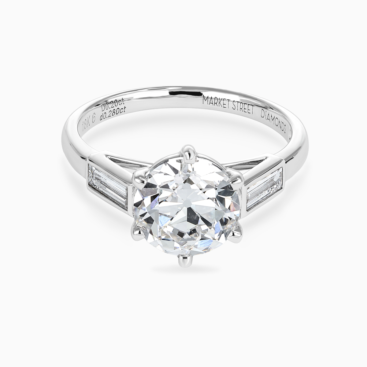 Old European-Cut Diamond Accented Engagement Ring, Lab-Grown