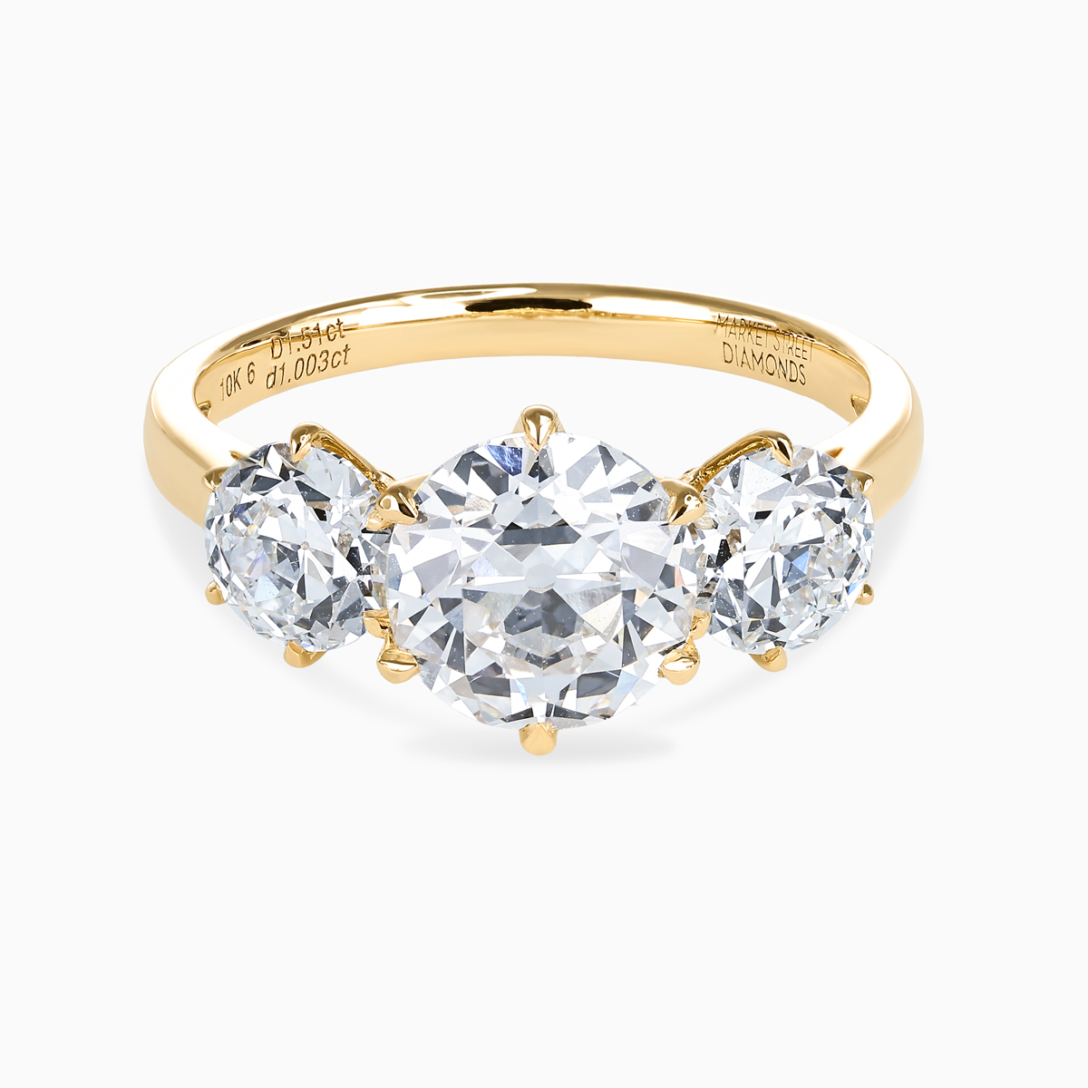 Old European-Cut Diamond Three-Stone Engagement Ring, Lab-Grown